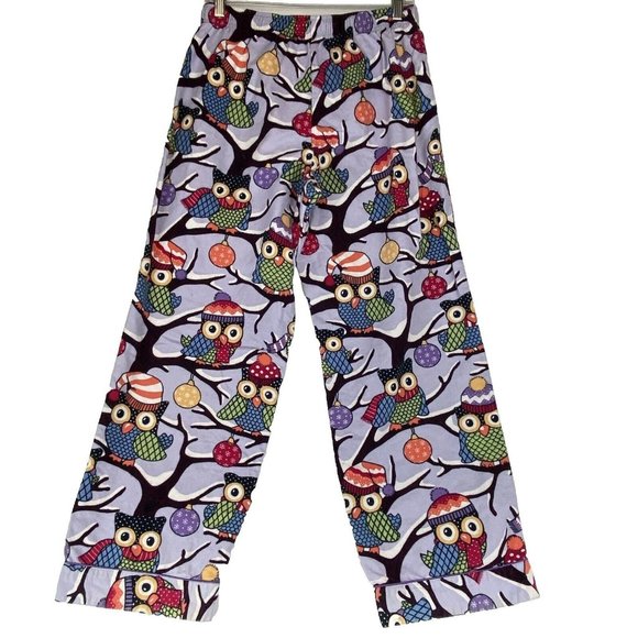 Nick & Nora Medium 2 Piece Flannel Pajamas Owls Purple Long Sleeves Warm - Picture 10 of 10